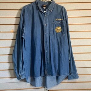 Vintage Disney The Lion King Denim Shirt Adult Large Button Down Embroidered